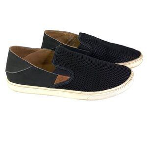 OluKai Pehuea Shoes Women's Black‎ Slip On Loafer Mesh Comfort Size 8.5